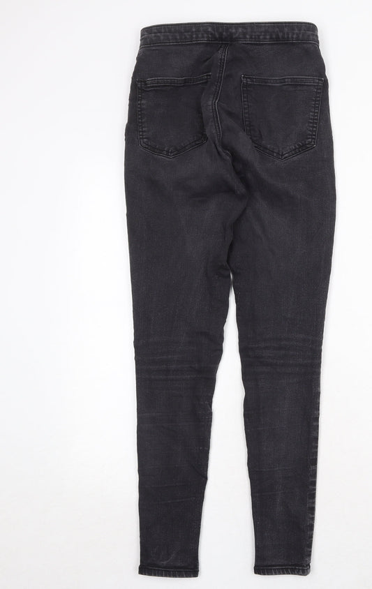 Topshop Womens Black Cotton Skinny Jeans Size 30 in Regular Zip