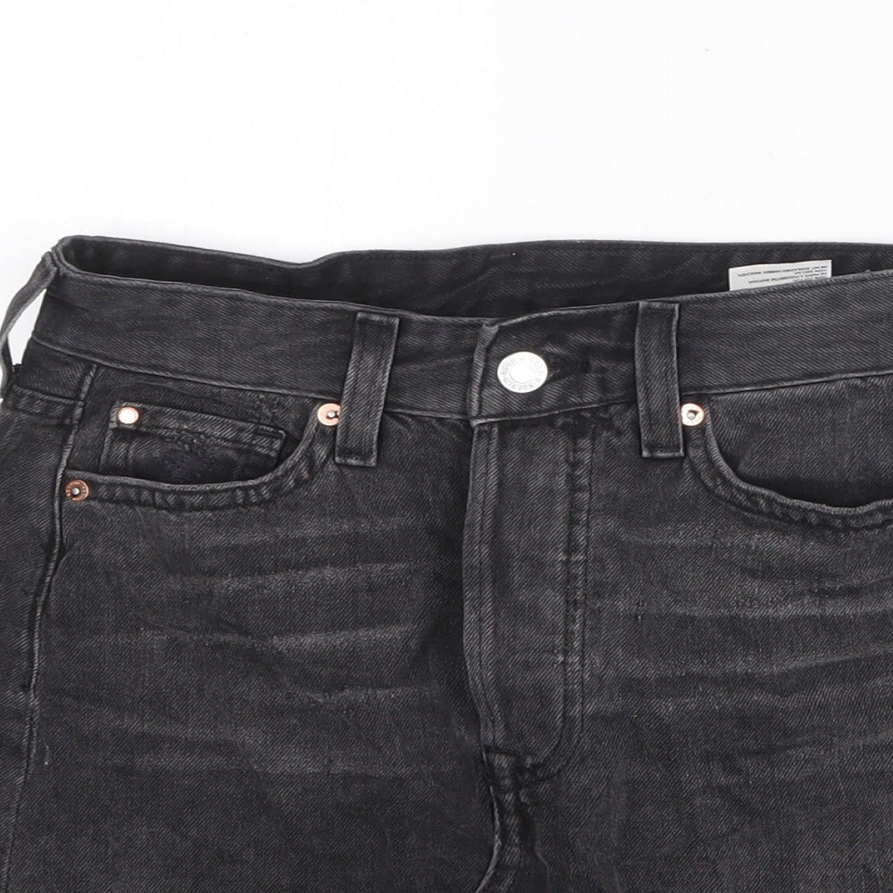 H&M Womens Black Cotton A-Line Skirt Size 6 Zip