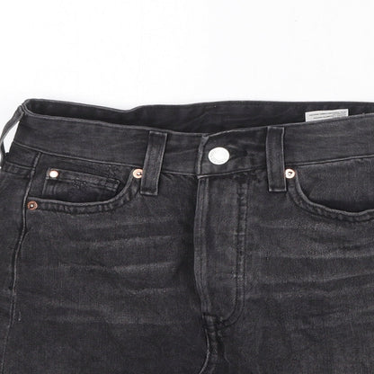 H&M Womens Black Cotton A-Line Skirt Size 6 Zip