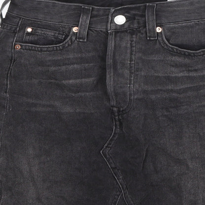 H&M Womens Black Cotton A-Line Skirt Size 6 Zip