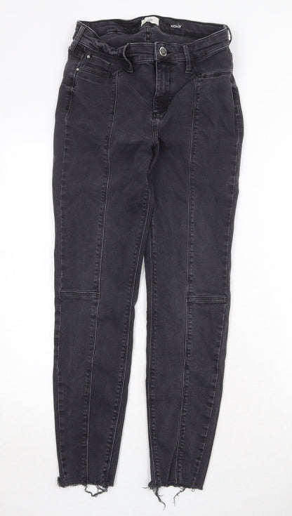 River Island Womens Black Cotton Skinny Jeans Size 26 in Regular Zip