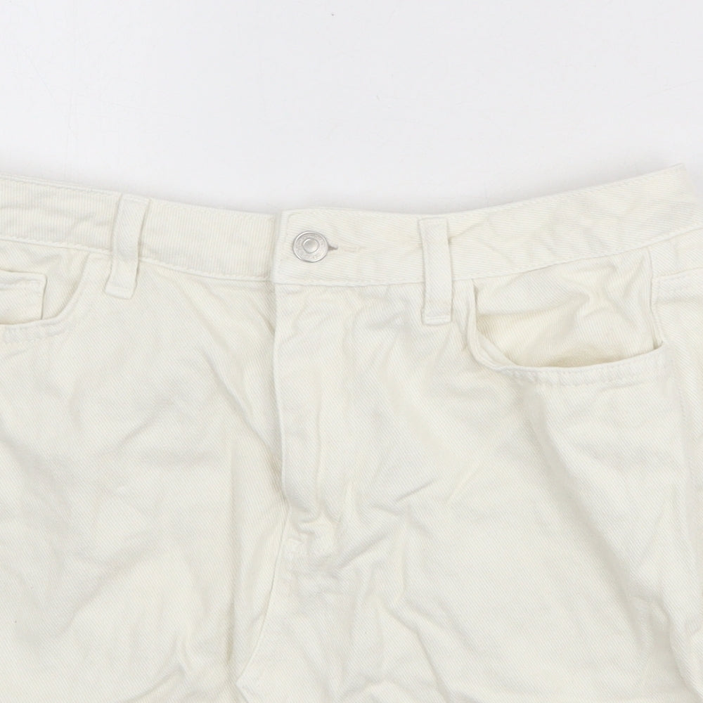 New Look Womens Ivory Cotton A-Line Skirt Size 12 Zip