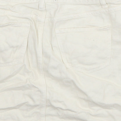 New Look Womens Ivory Cotton A-Line Skirt Size 12 Zip