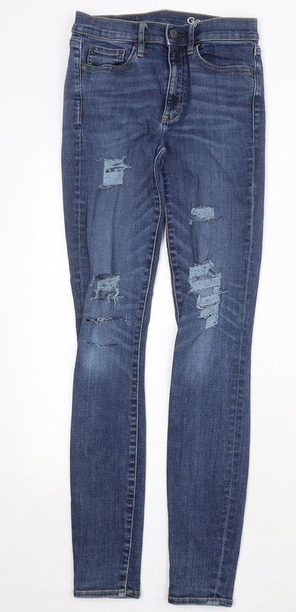 Gap Womens Blue Cotton Skinny Jeans Size 26 in Regular Zip