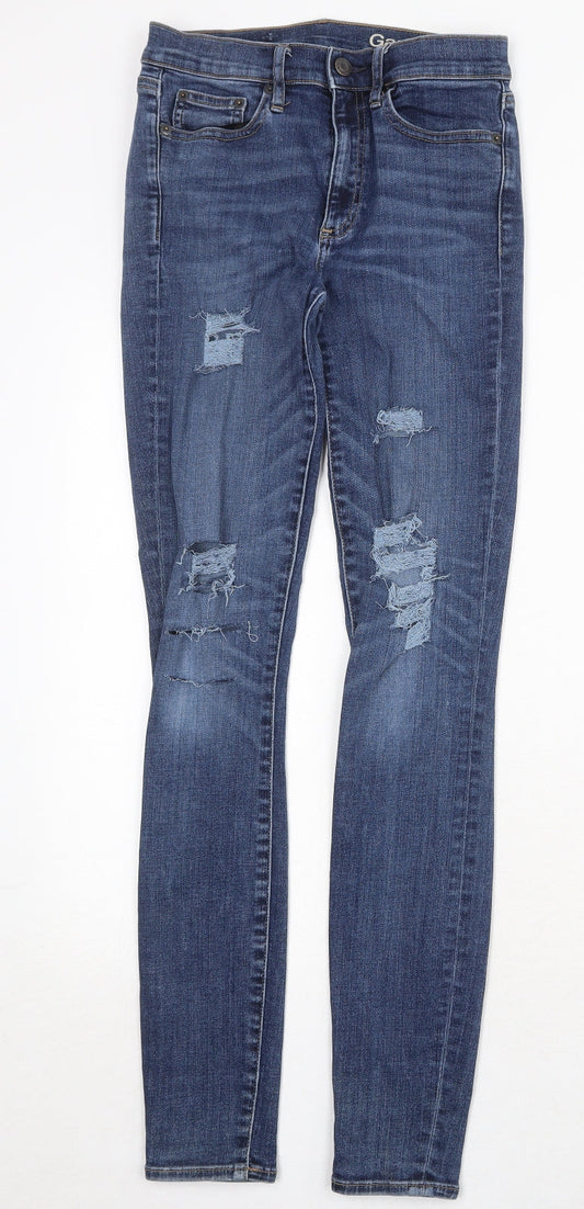 Gap Womens Blue Cotton Skinny Jeans Size 26 in Regular Zip
