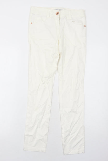 NEXT Womens White Cotton Skinny Jeans Size 6 Regular Zip