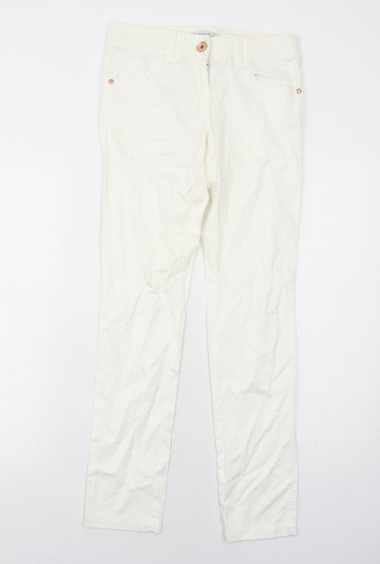 NEXT Womens White Cotton Skinny Jeans Size 6 Regular Zip