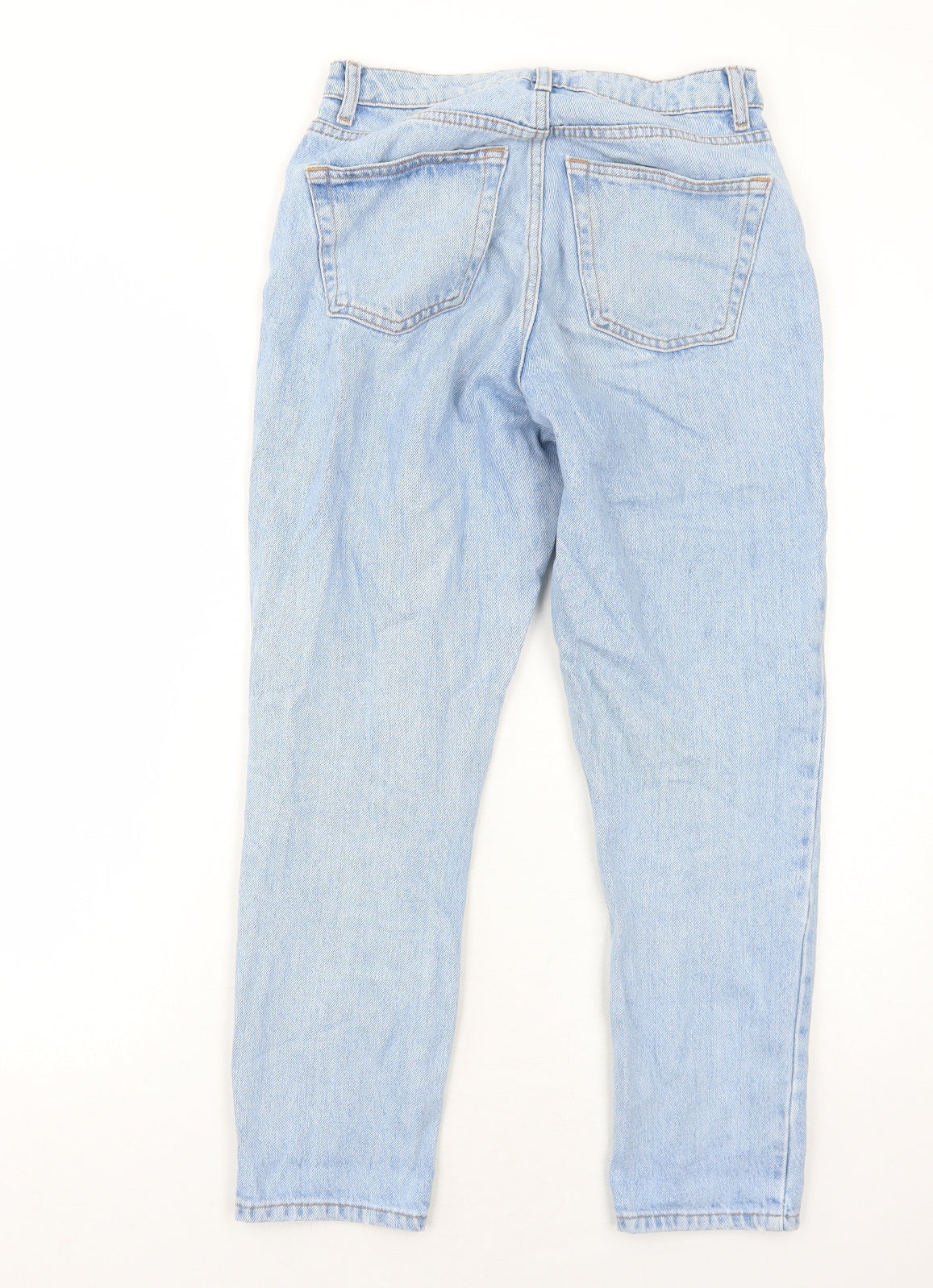 Topshop Womens Blue Cotton Straight Jeans Size 6 L30 in Regular Zip