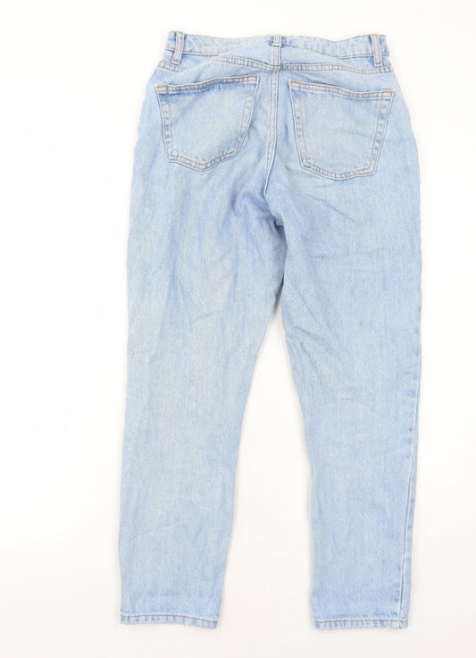 Topshop Womens Blue Cotton Straight Jeans Size 6 L30 in Regular Zip