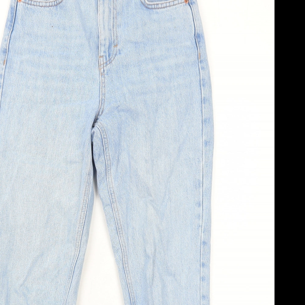 Topshop Womens Blue Cotton Straight Jeans Size 6 L30 in Regular Zip