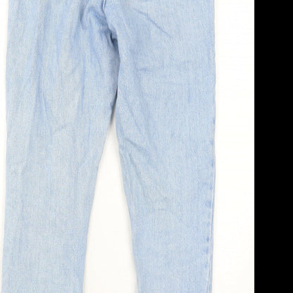 Topshop Womens Blue Cotton Straight Jeans Size 6 L30 in Regular Zip