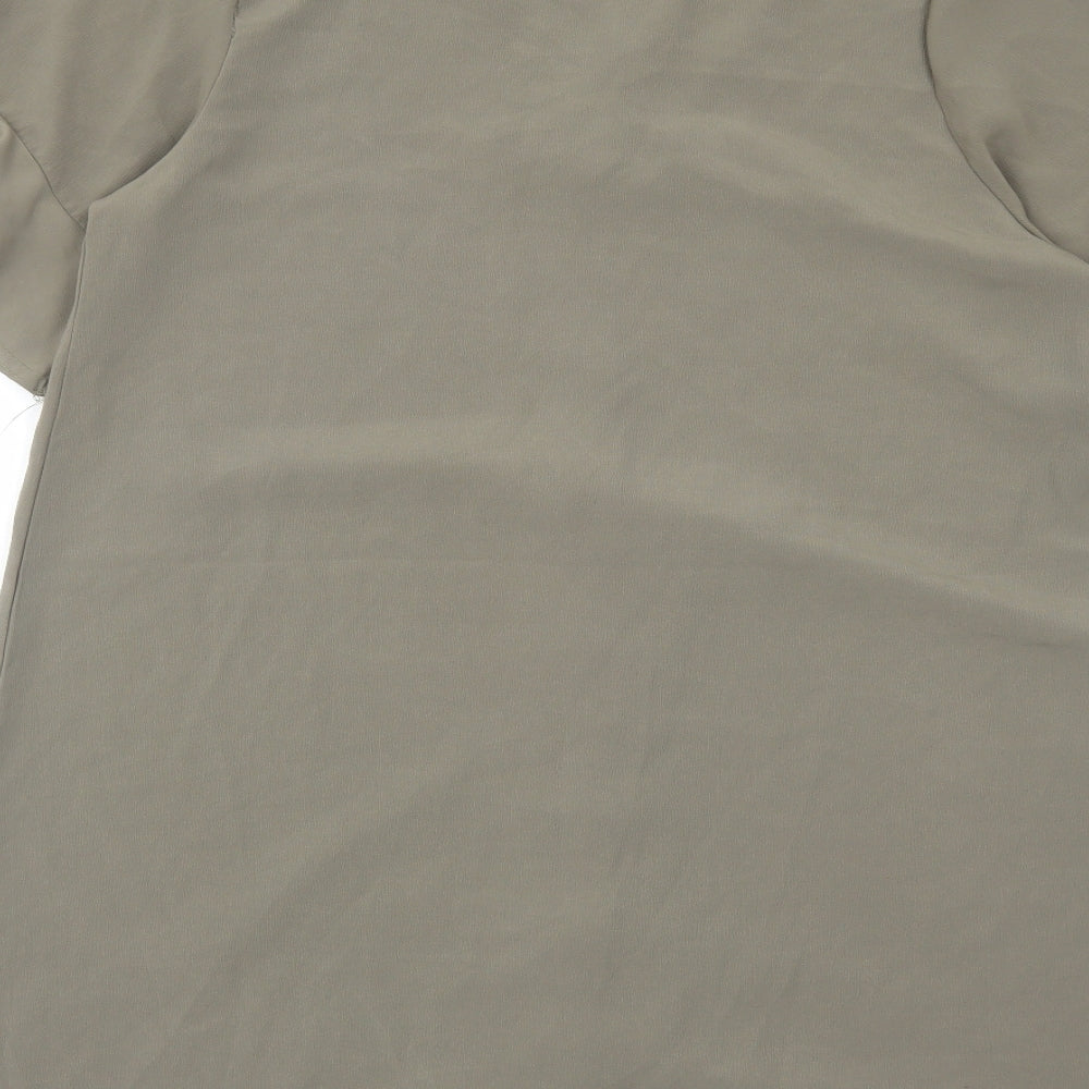 PRETTYLITTLETHING Womens Green Polyester A-Line Size 12 V-Neck Button