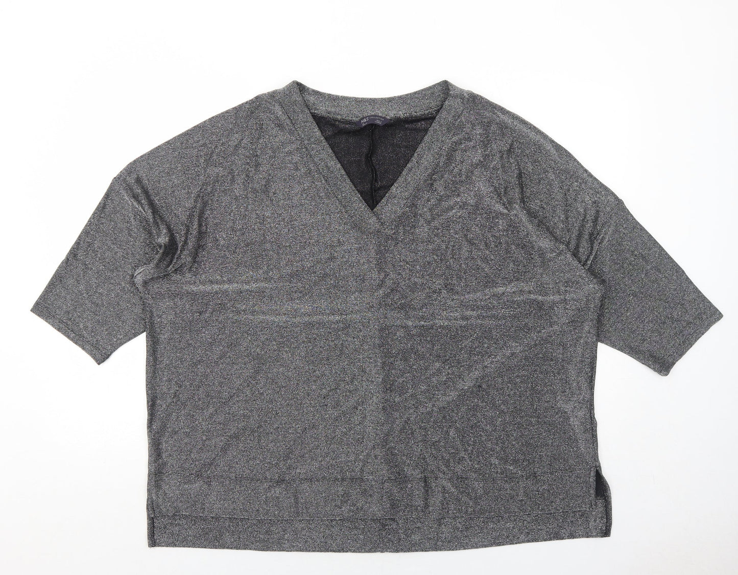 Womens UK Size 20 Marks and Spencer Silver Basic T-Shirt