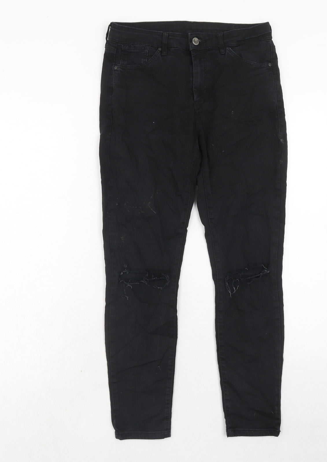 Topshop Womens Black Cotton Skinny Jeans Size 28 in L30 in Regular Zip