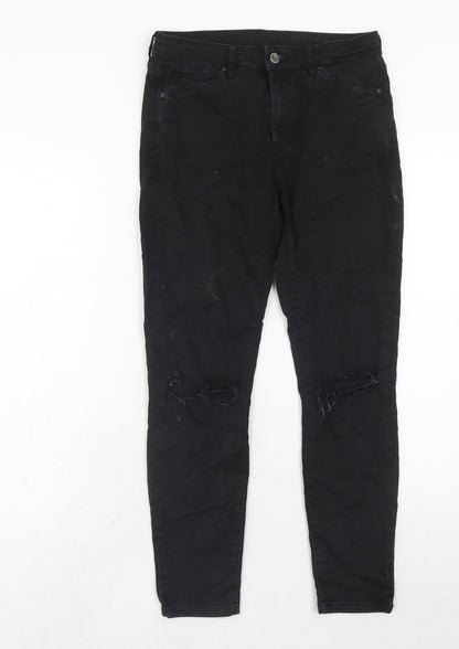 Topshop Womens Black Cotton Skinny Jeans Size 28 in L30 in Regular Zip