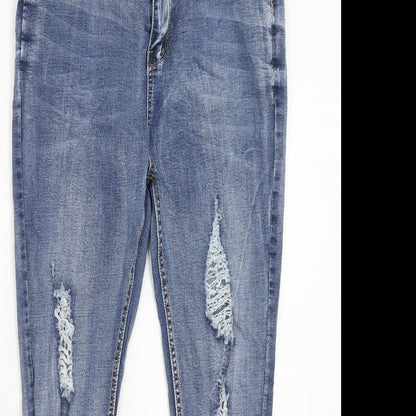 Eva B Womens Blue Cotton Skinny Jeans Size 32 in Regular Zip