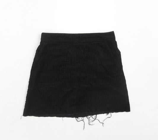 Marks and Spencer Womens Black Cotton Mini Skirt Size 8 Zip