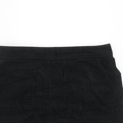 Marks and Spencer Womens Black Cotton Mini Skirt Size 8 Zip