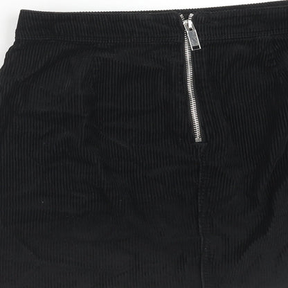 Marks and Spencer Womens Black Cotton Mini Skirt Size 8 Zip