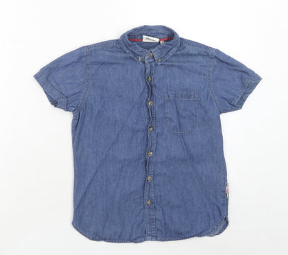 Lee Cooper Boys Blue Cotton Basic Button-Up Size 7-8 Years Collared Button