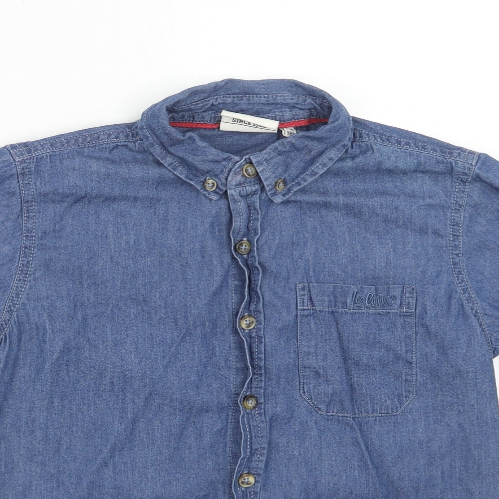Lee Cooper Boys Blue Cotton Basic Button-Up Size 7-8 Years Collared Button