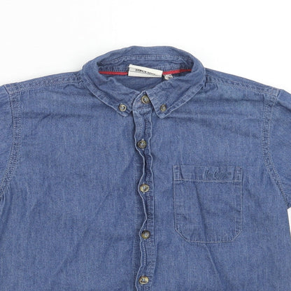 Lee Cooper Boys Blue Cotton Basic Button-Up Size 7-8 Years Collared Button