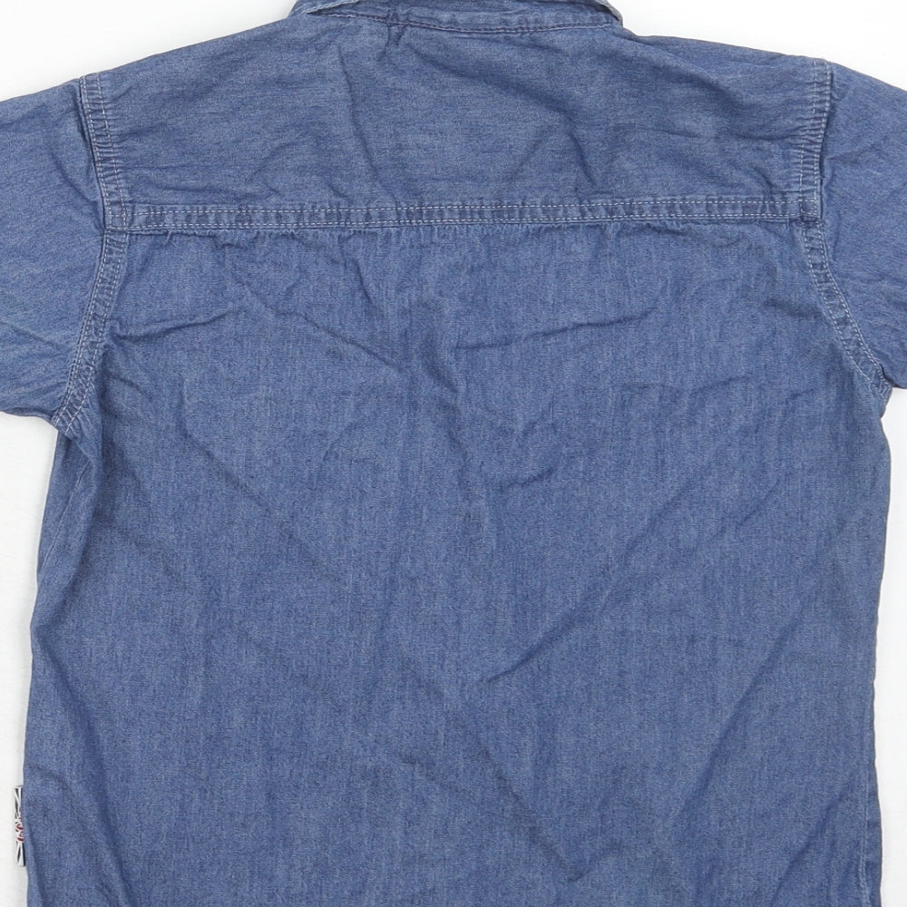 Lee Cooper Boys Blue Cotton Basic Button-Up Size 7-8 Years Collared Button