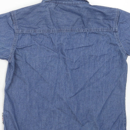 Lee Cooper Boys Blue Cotton Basic Button-Up Size 7-8 Years Collared Button