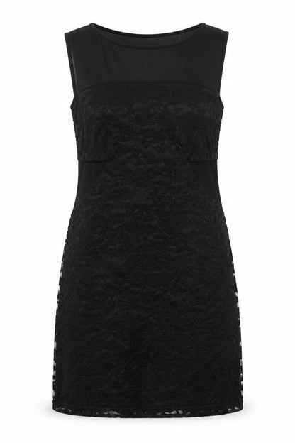 My Case Womens Black Geometric Polyester A-Line Size L Round Neck Button