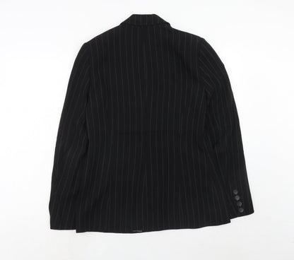 Principles Womens Black Striped Viscose Jacket Blazer Size 12