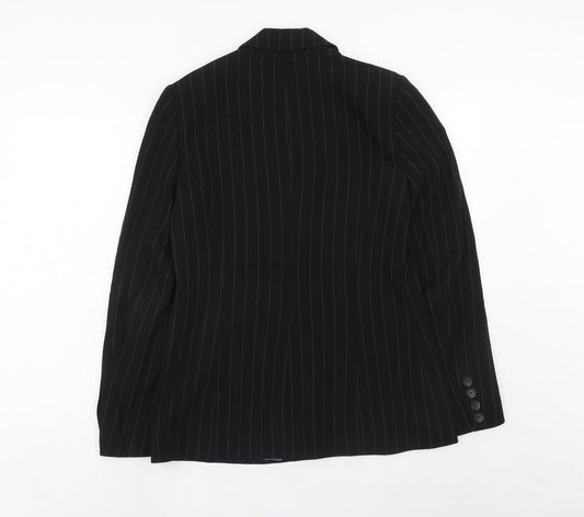Principles Womens Black Striped Viscose Jacket Blazer Size 12