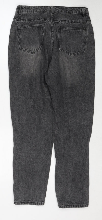 Missguided Womens Black Cotton Straight Jeans Size 10 Regular Zip