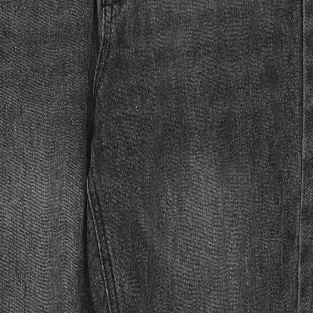 Missguided Womens Black Cotton Straight Jeans Size 10 Regular Zip