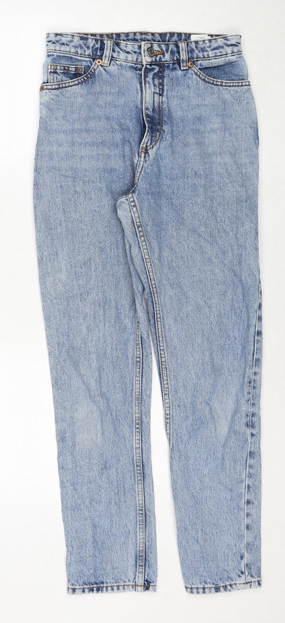 Monki Womens Blue Cotton Straight Jeans Size 25 in Regular Zip