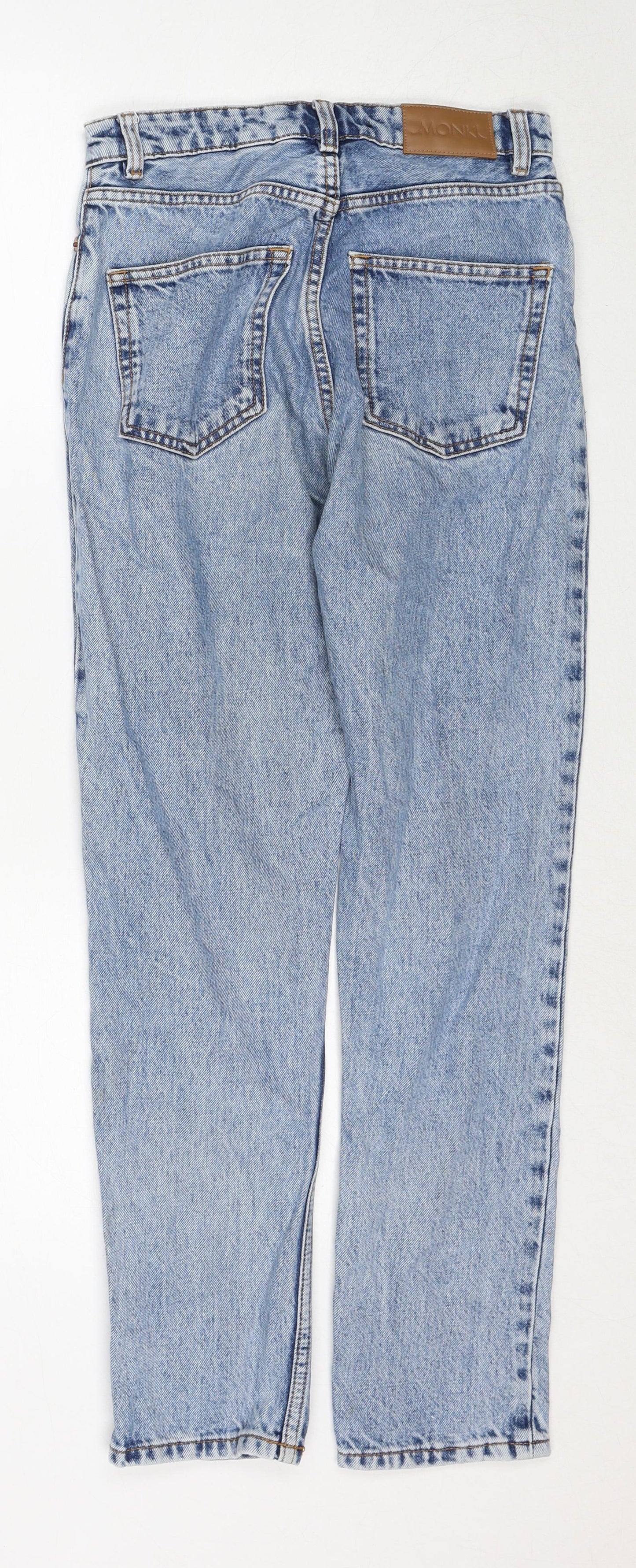 Monki Womens Blue Cotton Straight Jeans Size 25 in Regular Zip