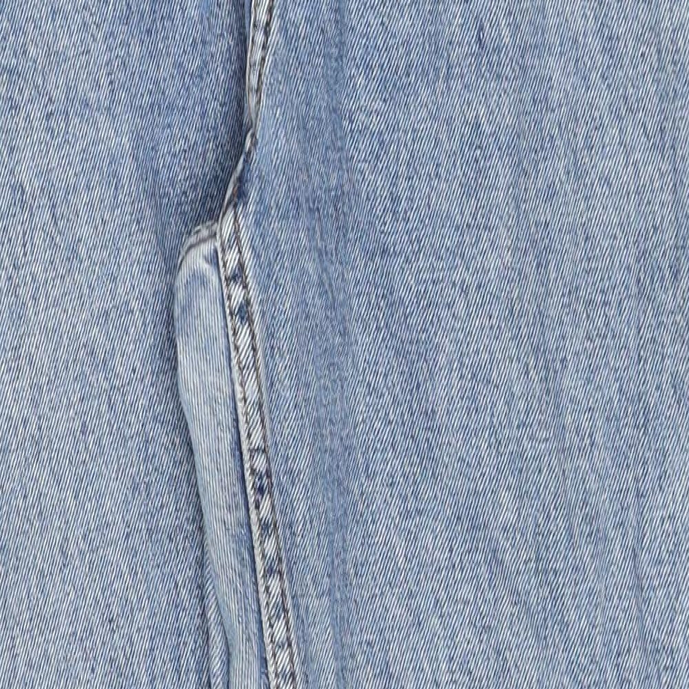 Monki Womens Blue Cotton Straight Jeans Size 25 in Regular Zip