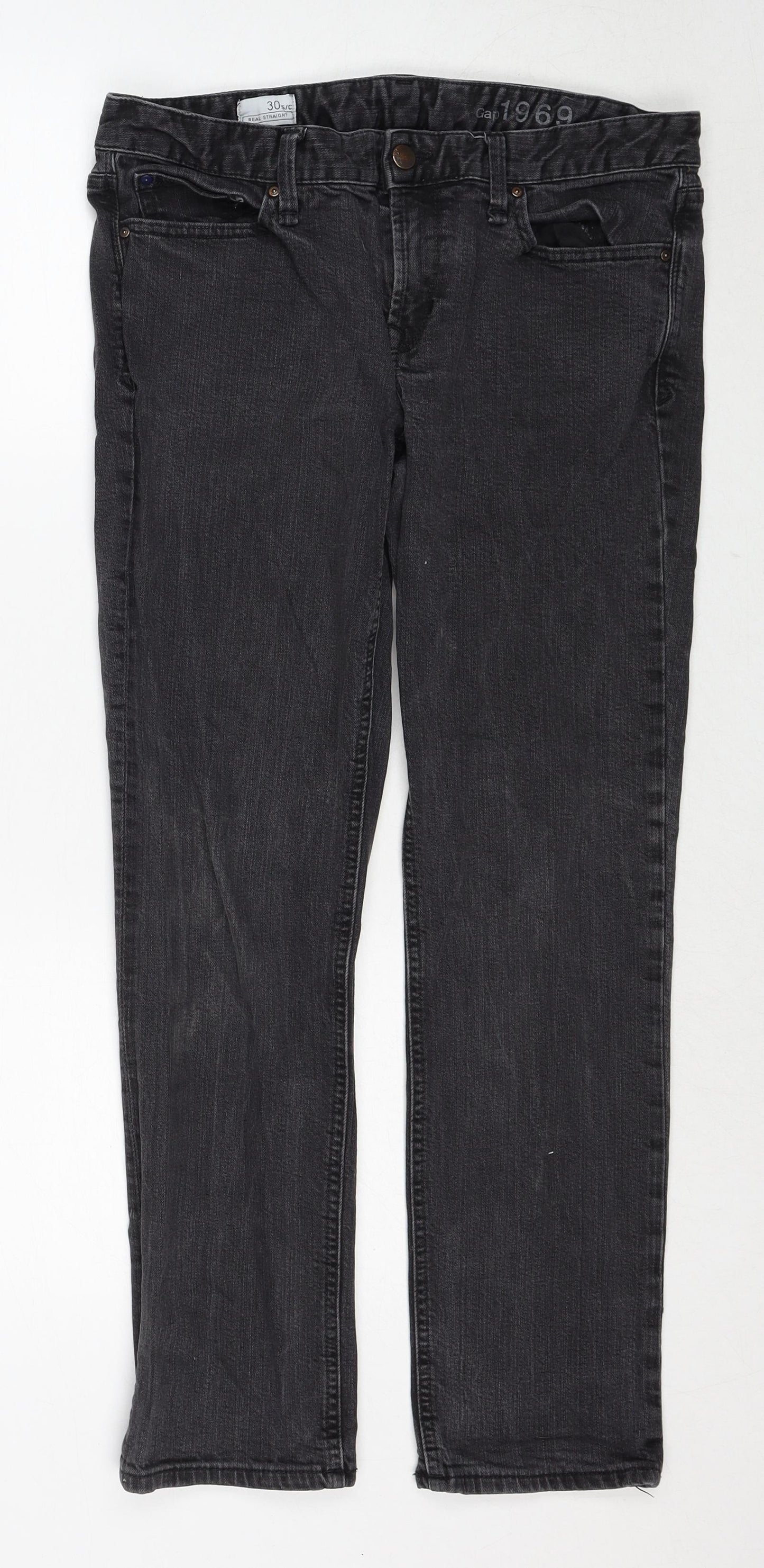 Gap Womens Black Cotton Straight Jeans Size S Regular Zip