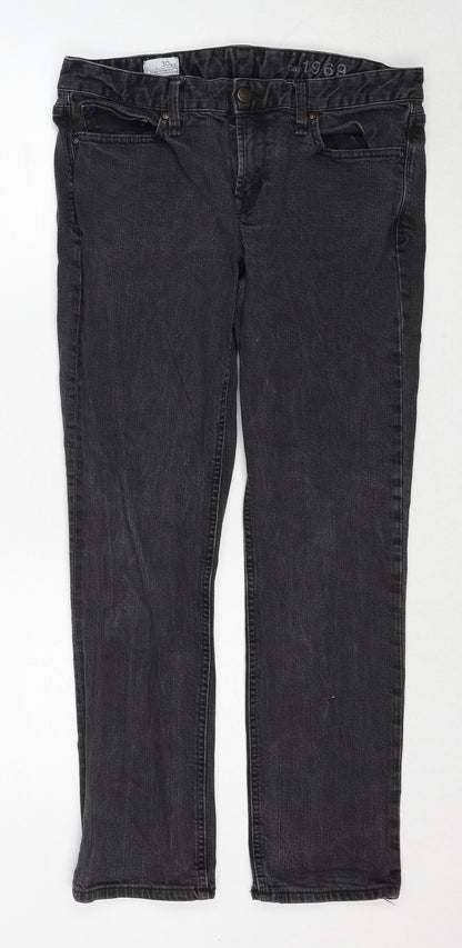 Gap Womens Black Cotton Straight Jeans Size S Regular Zip