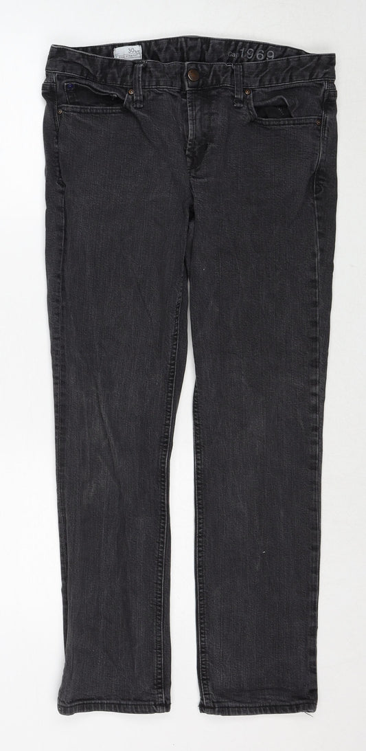Gap Womens Black Cotton Straight Jeans Size S Regular Zip