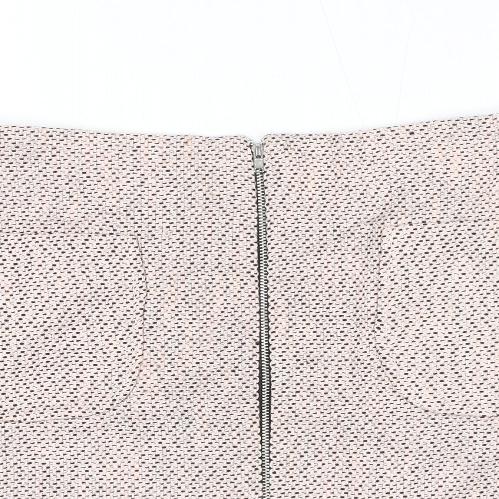 New Look Womens Pink Geometric Polyester A-Line Skirt Size 12 Zip