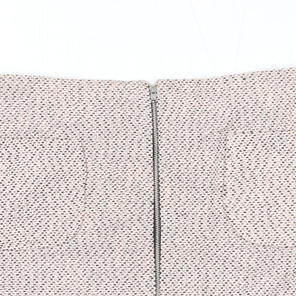 New Look Womens Pink Geometric Polyester A-Line Skirt Size 12 Zip