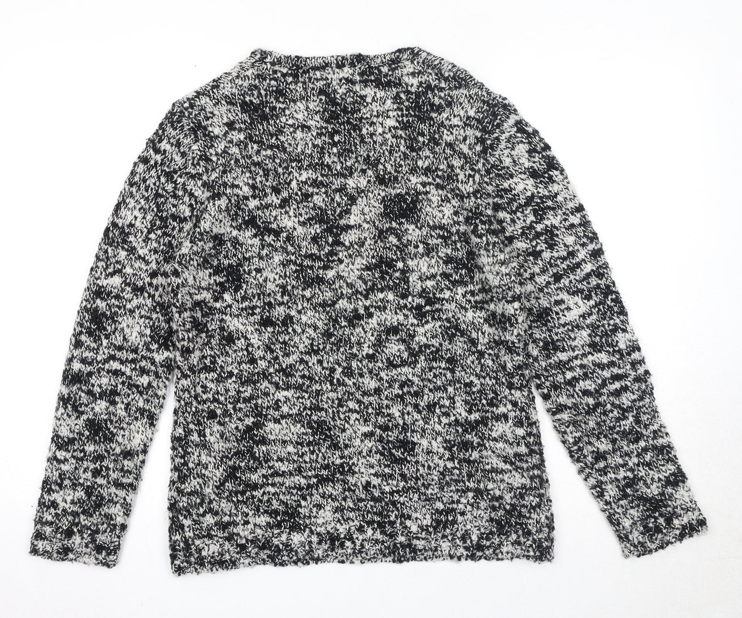 Roe Womens Black V-Neck Acrylic Pullover Jumper Size M