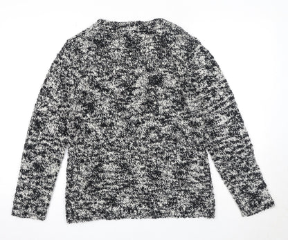 Roe Womens Black V-Neck Acrylic Pullover Jumper Size M