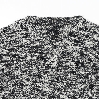Roe Womens Black V-Neck Acrylic Pullover Jumper Size M
