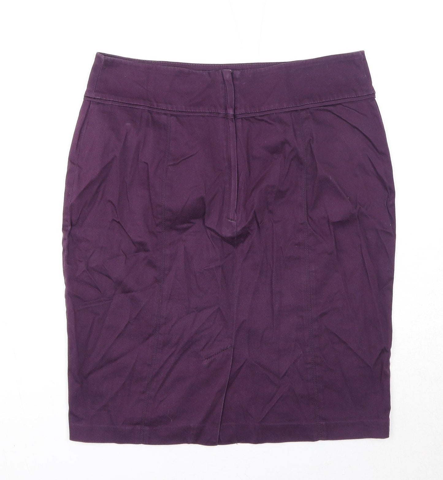 H&M Womens Purple Cotton A-Line Skirt Size 12 Zip