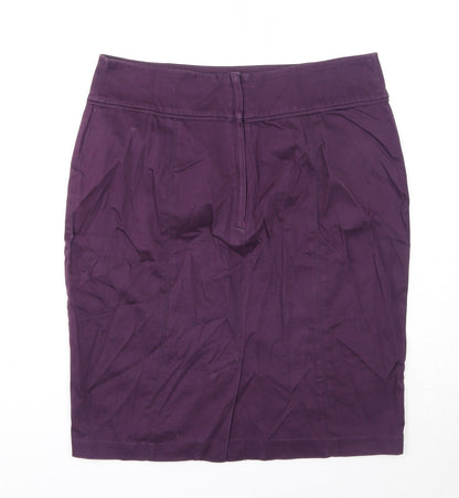 H&M Womens Purple Cotton A-Line Skirt Size 12 Zip