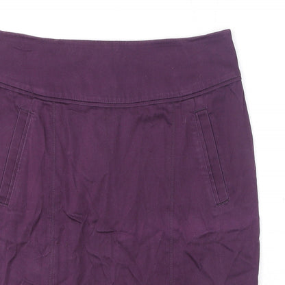 H&M Womens Purple Cotton A-Line Skirt Size 12 Zip