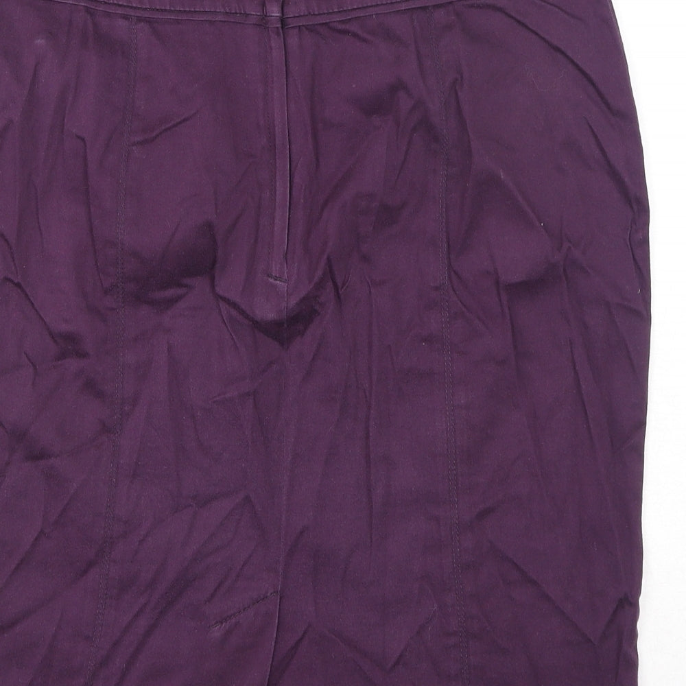 H&M Womens Purple Cotton A-Line Skirt Size 12 Zip