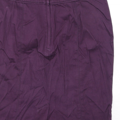 H&M Womens Purple Cotton A-Line Skirt Size 12 Zip