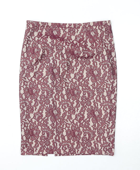 NEXT Womens Purple Geometric Polyester A-Line Skirt Size 12 Zip